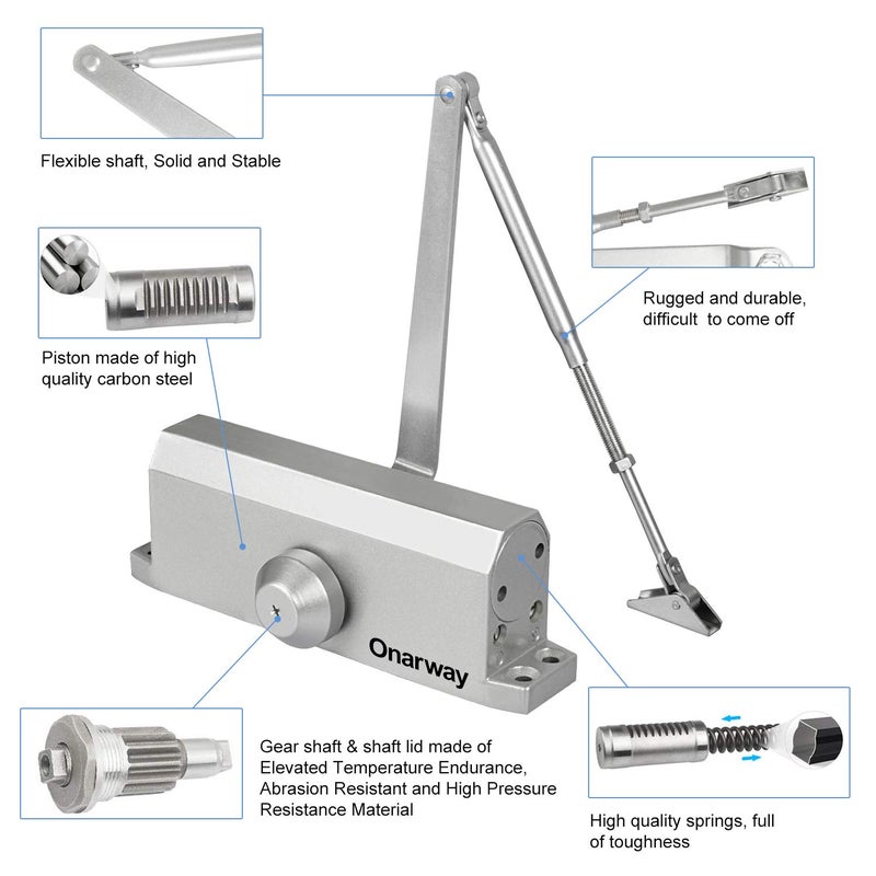 Onarway Door Closer Adjustable Automatic Size 4 Spring Hydraulic for Home & Commercial Use, for 65-85kg Weight Door, Applies Regular, Top Jamb or Parallel Installation - Image 5
